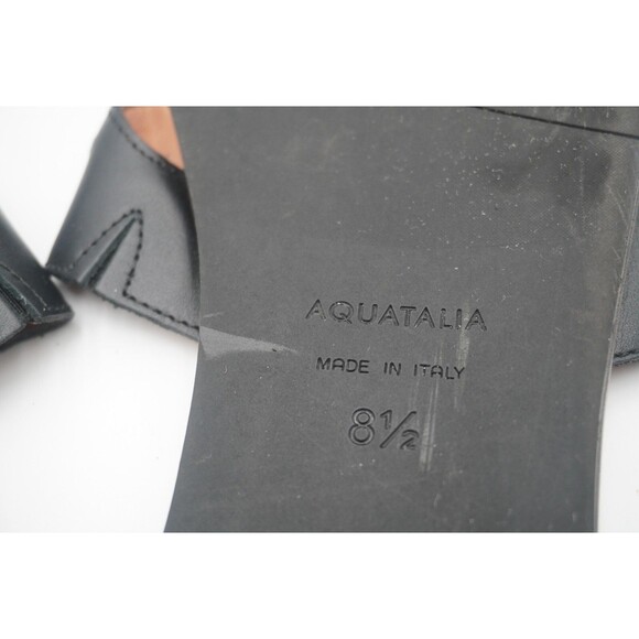 Aquatalia Andi Black Cutout Contrast Stitching Leather Slide Sandals Size 8.5 - Picture 13 of 14
